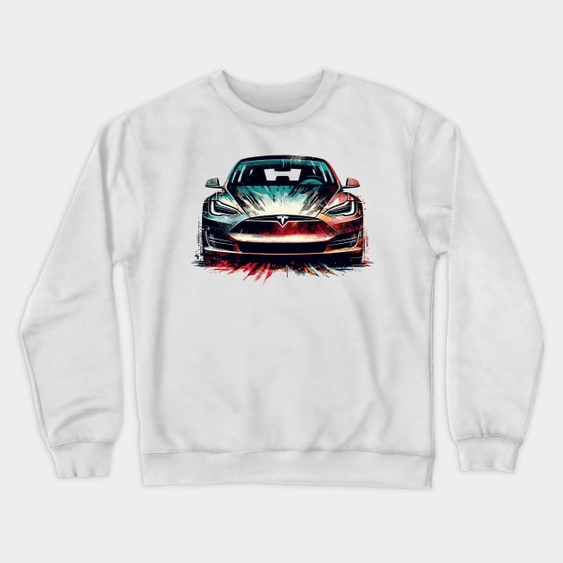 Tesla Model S Crewneck Sweatshirt by Vehicles-Art